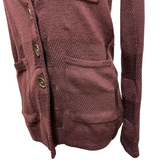 Burberry Brit Burgundy Merino Wool Silk Knit  Cardigan Size XS Minimalist Prep - Picture 4 of 13